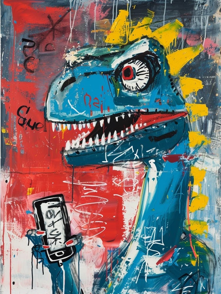 Abstract Graffiti Style Dinosaur On A Smart Phone 1