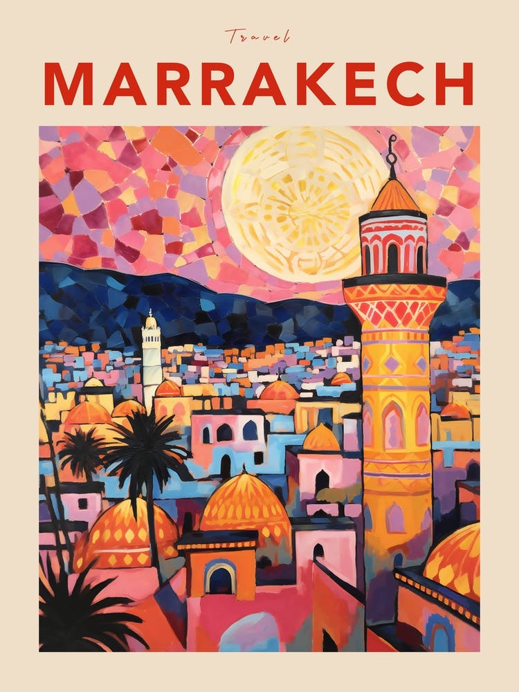 Marrakesch Marokko 8 Fauvistisches Reiseposter