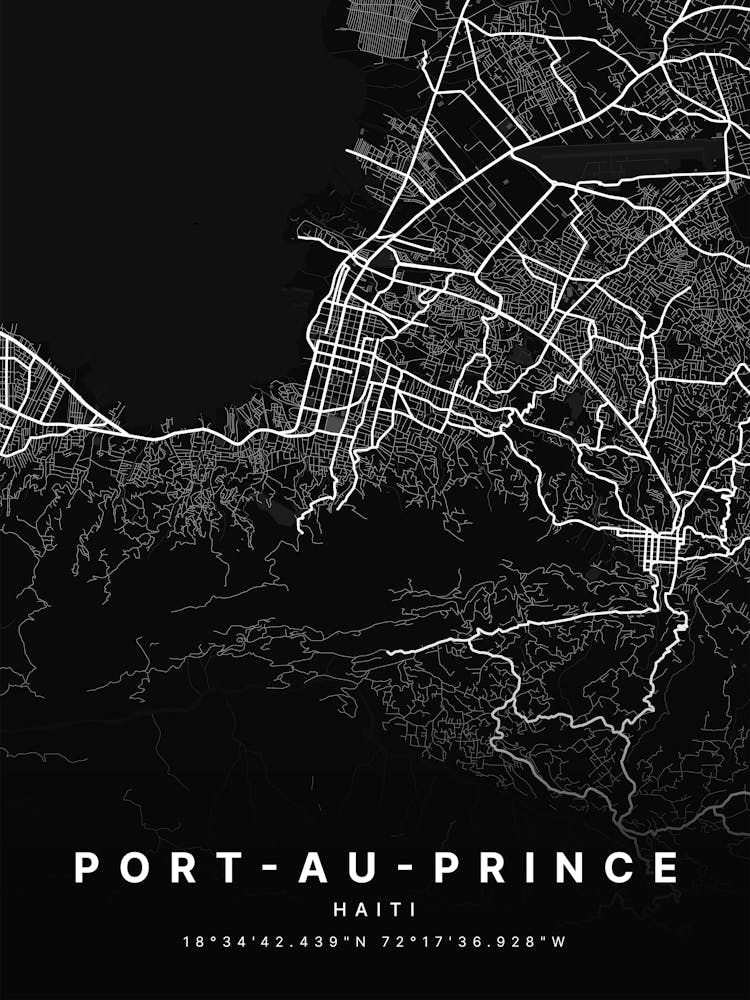 Port Au Prince Haiti Black Map