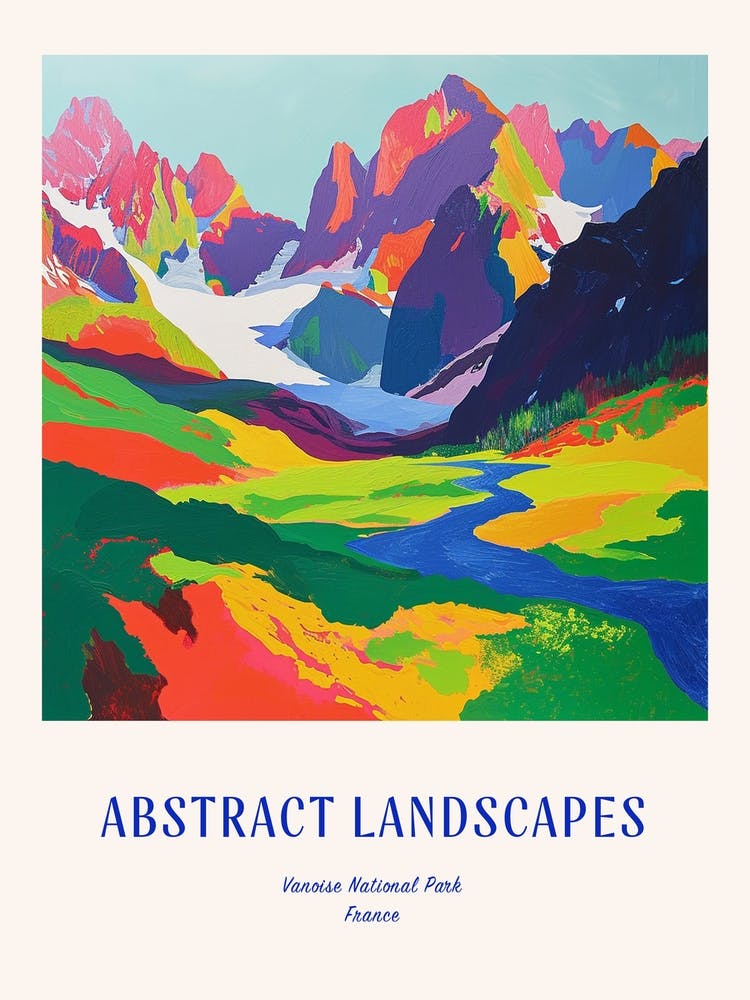 Colourful Abstract Vanoise National Park France 4 Poster Blue