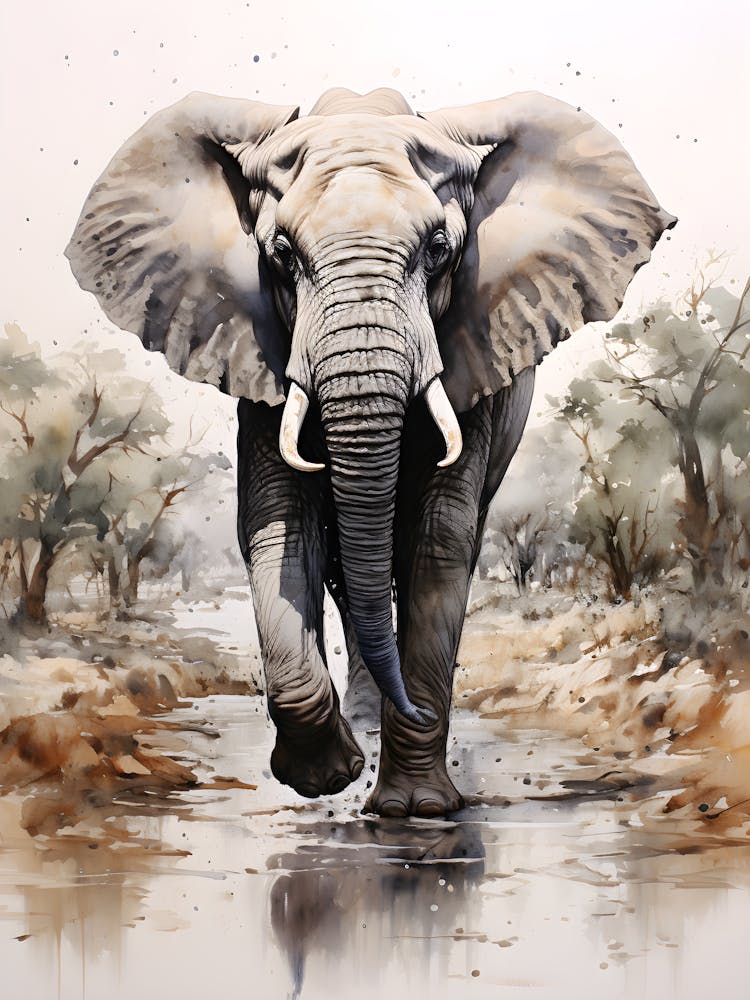 Silent Giant Elephant In The Jungle