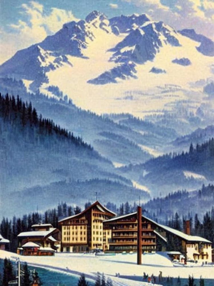 Crans Montana, Suisse Station de Ski Paysage Vintage 1 Affiche de Ski