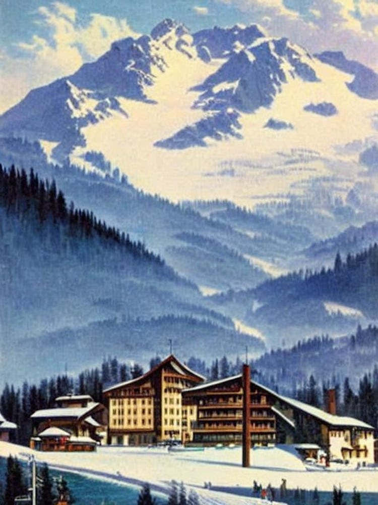 Crans Montana, Switzerland Ski Resort Vintage Landscape 1 Skiing Poster