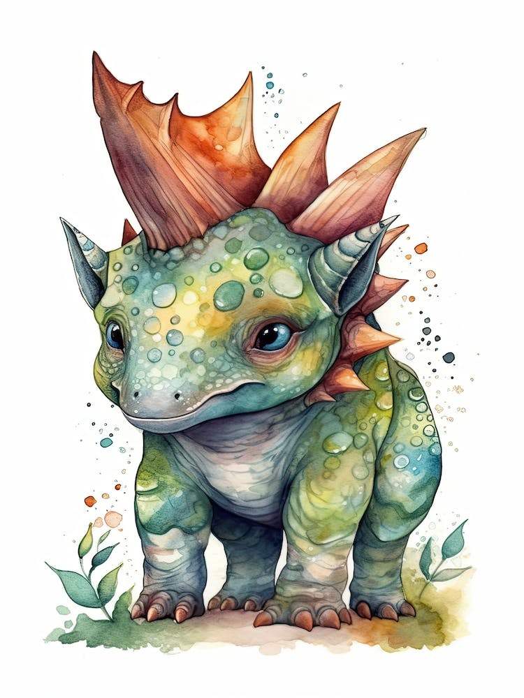 Avaceratops Niedlicher Dinosaurier Aquarell 1