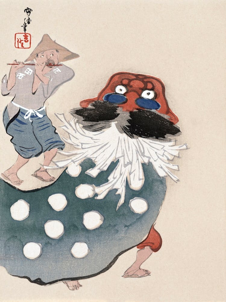 Lion Dancer, One Of Four (1920s), Kamisaka Sekka