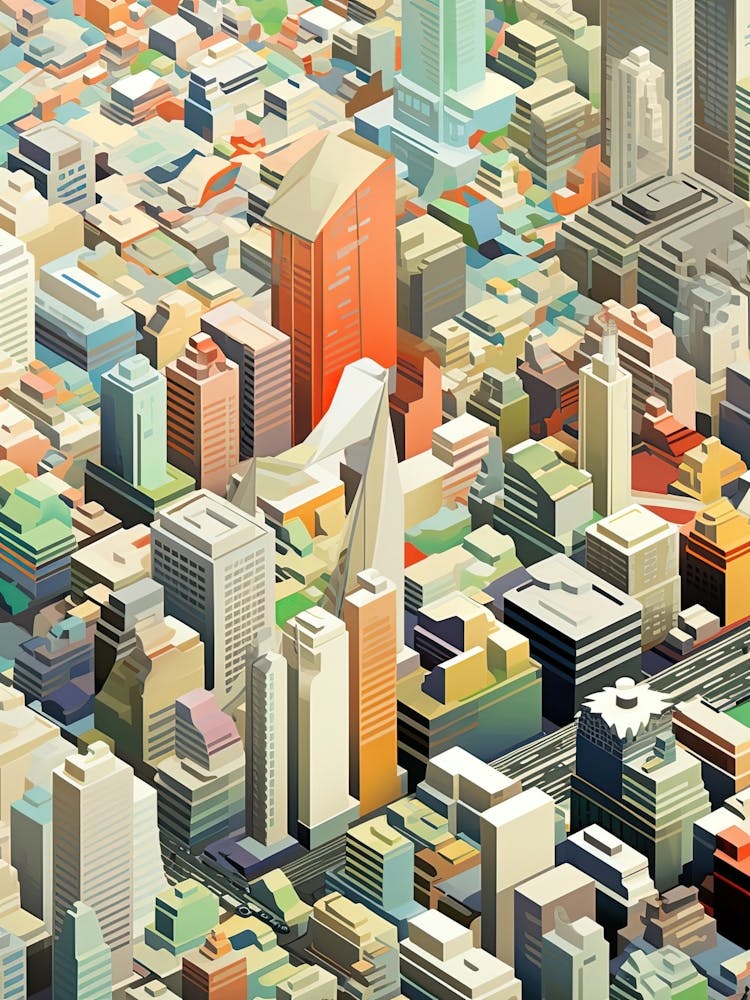 Tokyo, Japan, Geometric Illustration 2