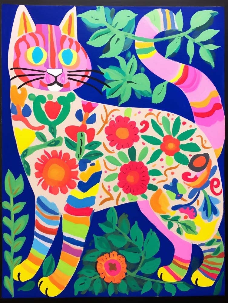 Maximalist Animal Painting Cat 4