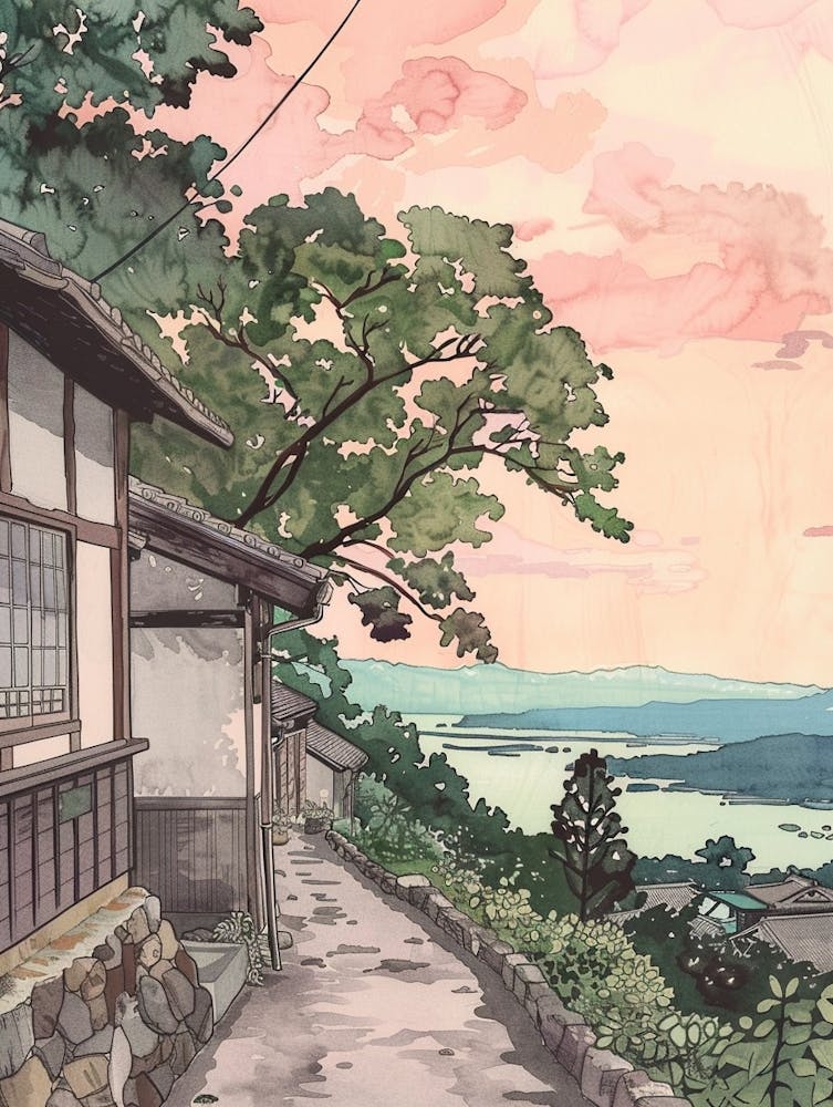 Karuizawa Japan 1 Retro Illustration