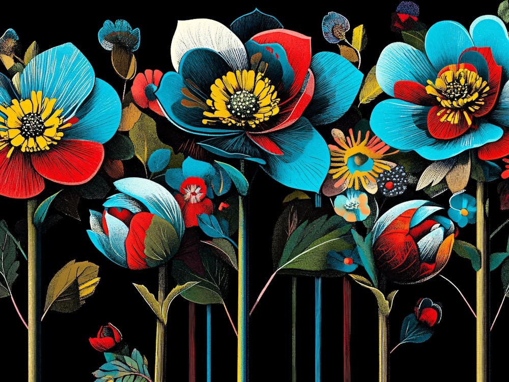 Fleurs Sur Fond Noir