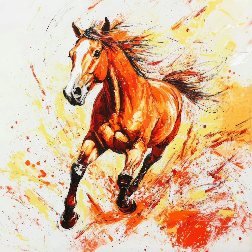 Laufendes Pferd. Generiert KI. Wand 1