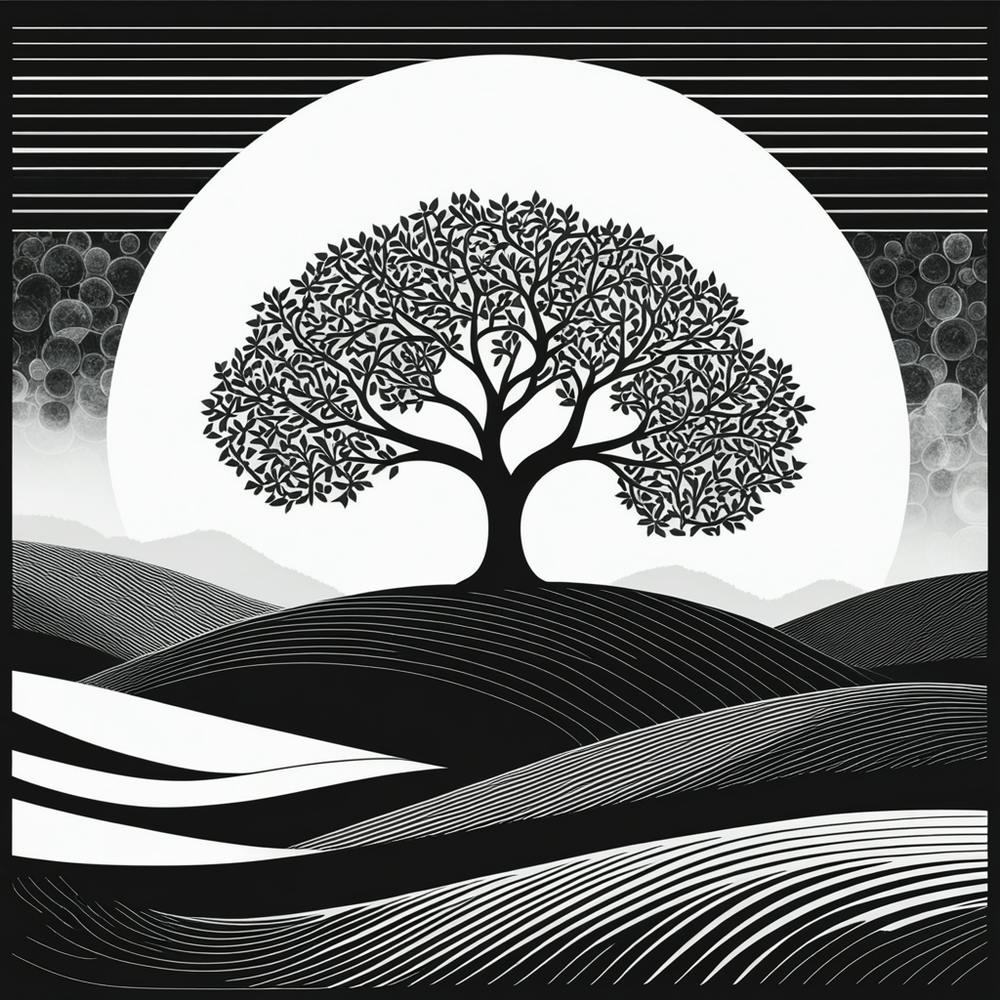 A Black And White TREE LANDSCAPE,