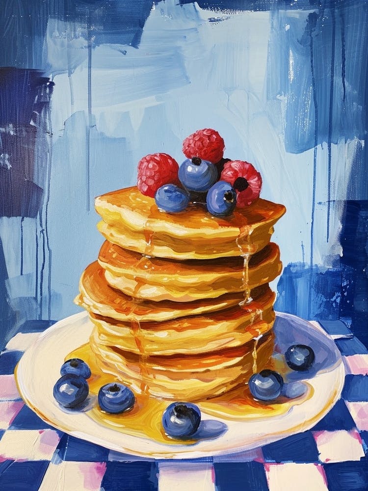 Pancakes Blue Checkerboard 3