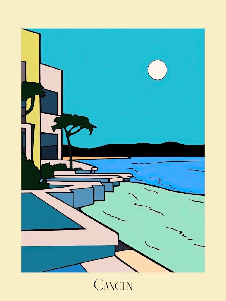 Poster Of Minimal Design Style Of Cancun, Mexico 4