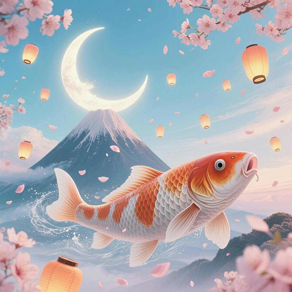 Koi Fish In Cherry Blossoms 1
