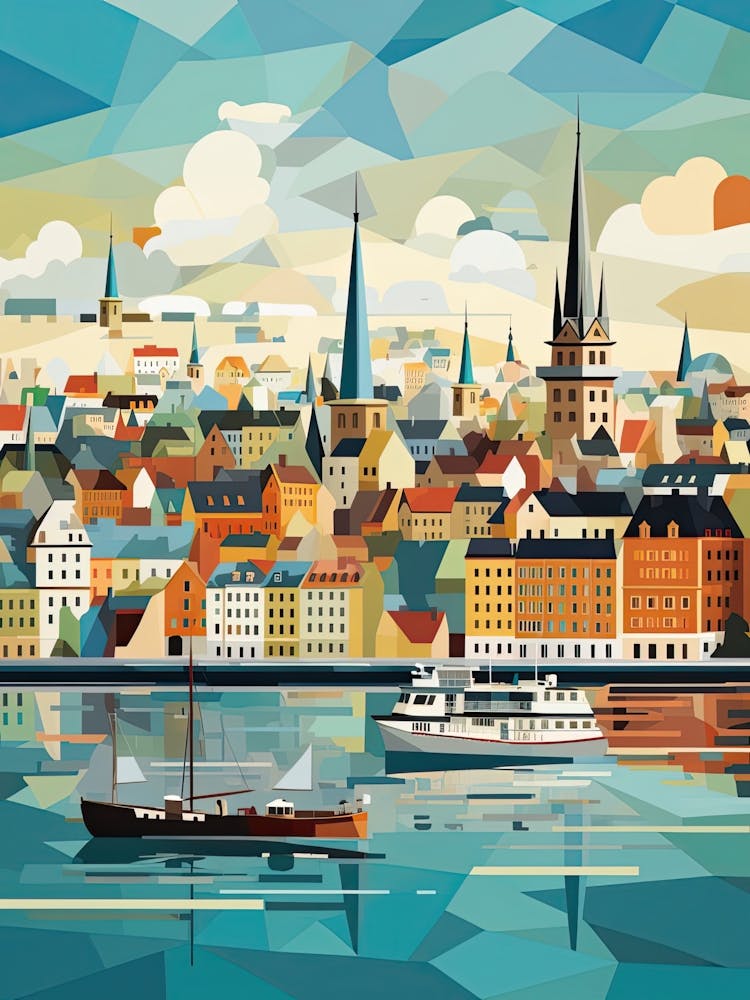 Helsinki, Finland, Geometric Illustration 3