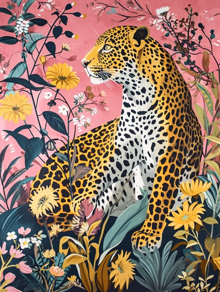 Floral Animal Painting Leopard 2