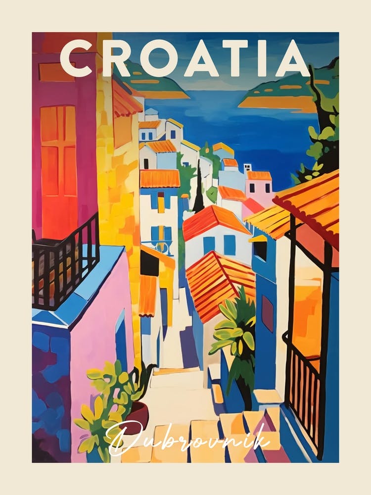 Dubrovnik Croatia 4 Fauvist Painting  Travel Poster