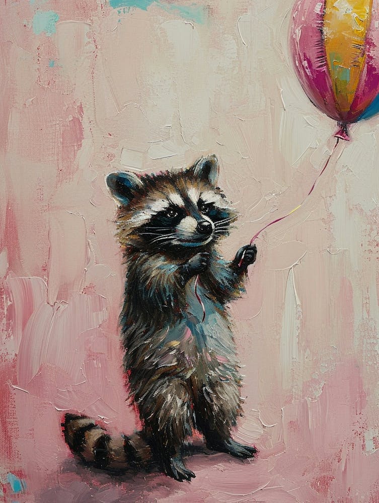 Cute Raccoon 3 With Balloon
