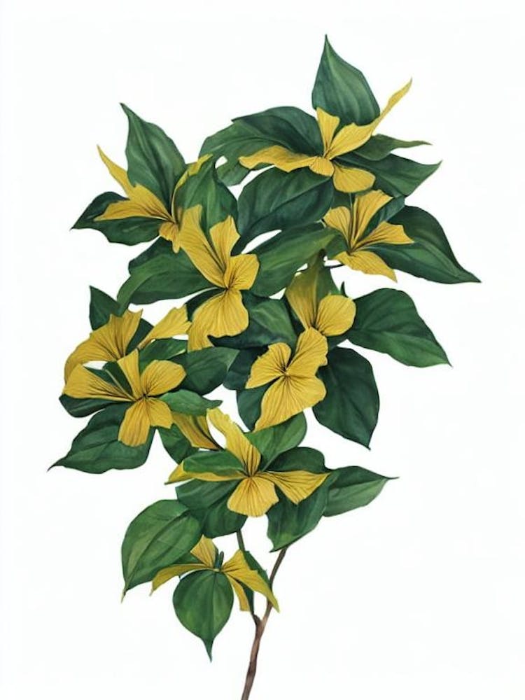 Golden Trumpet (Allamanda Cathartica) Watercolor