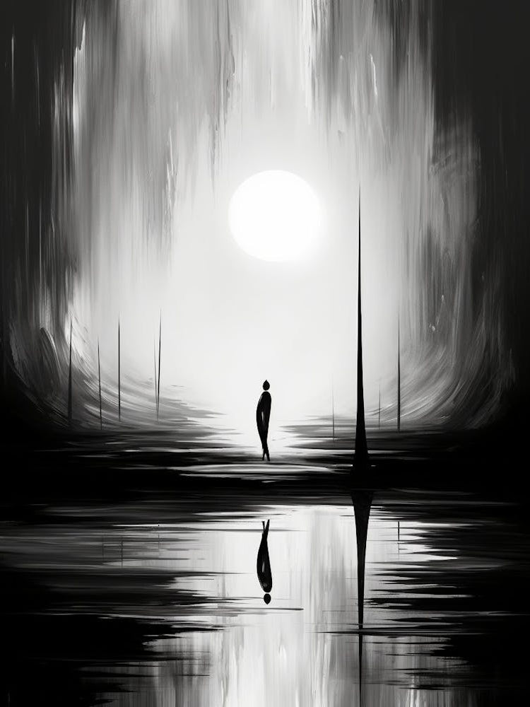 Solitiude Abstract Black And White 2