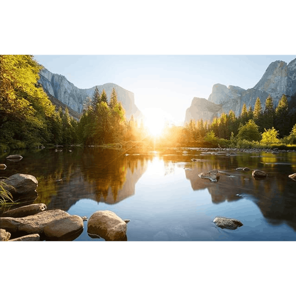 Sunrise At Yosemite SKASNFAI Leinwand-Wandkunst Yosemite Nationalpark: Berg Himmel Natur Landschaft Gemälde Kunstwerk Gerahmte Schlafzimmer Wohnkultur