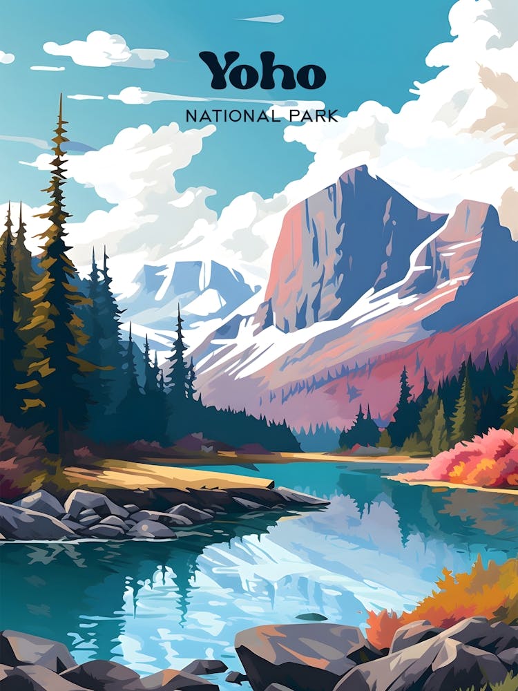 Yoho National Park Canada Camping Travel Illustration