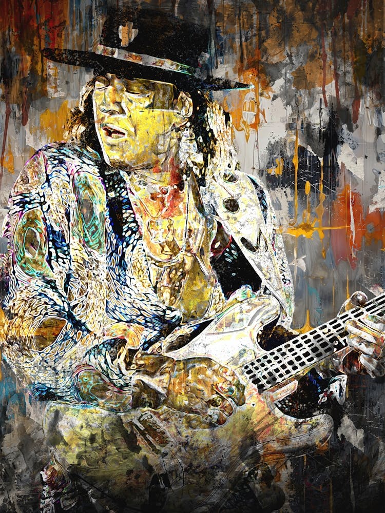 Painting of Stevie Ray Vaughan