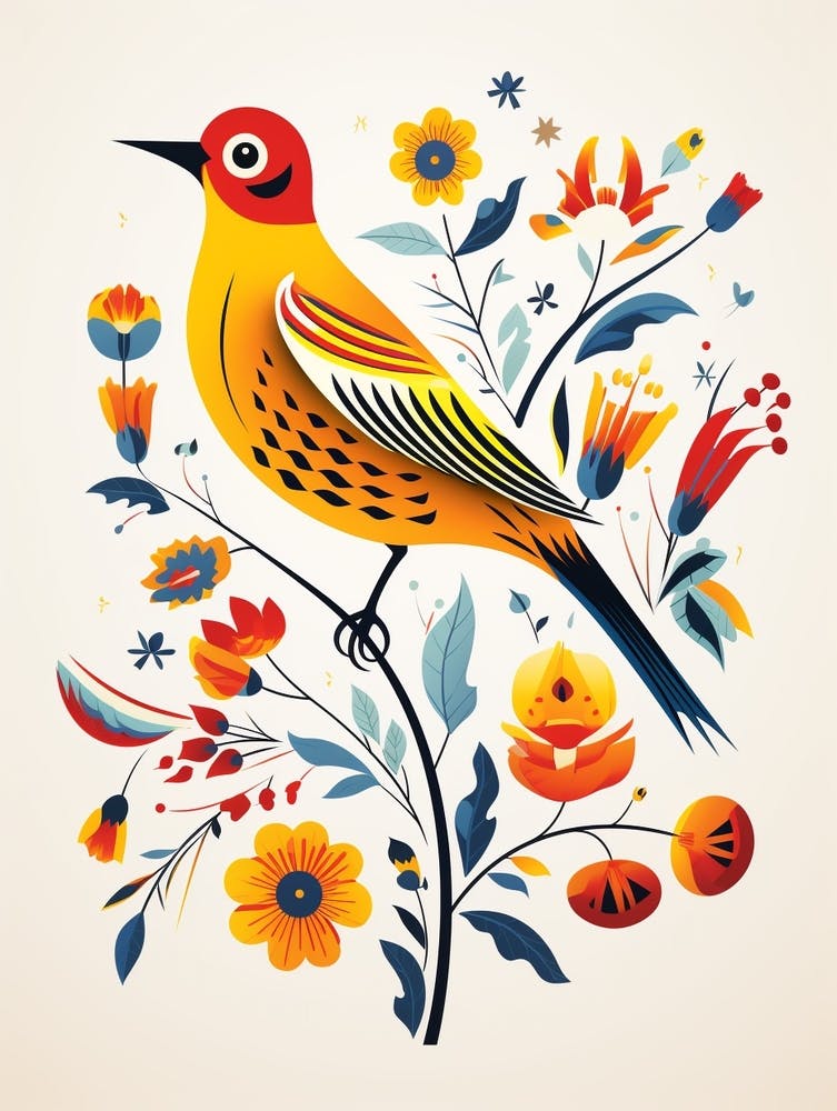 Scandinavian Bird Illustration Yellowhammer 4