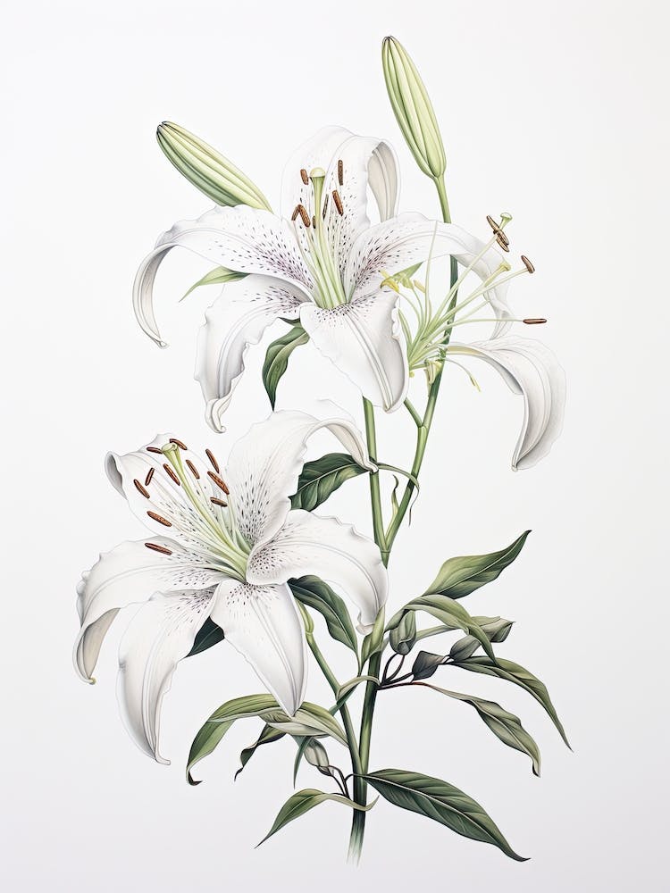 Lilies Flower Vintage Botanical 3