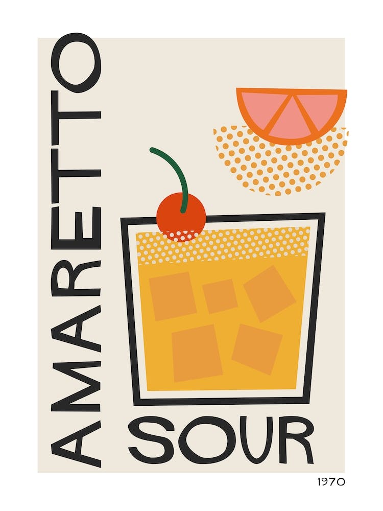 Amaretto Sour Retro Cocktail  Neutral