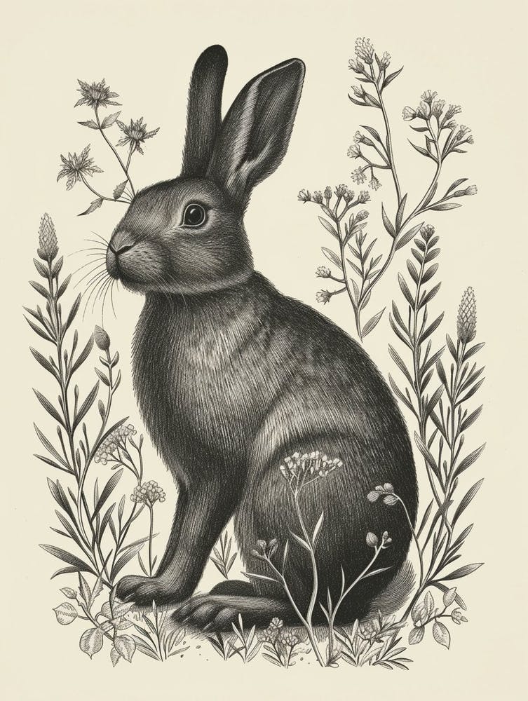 Beveren Blockprint Rabbit Illustration 1