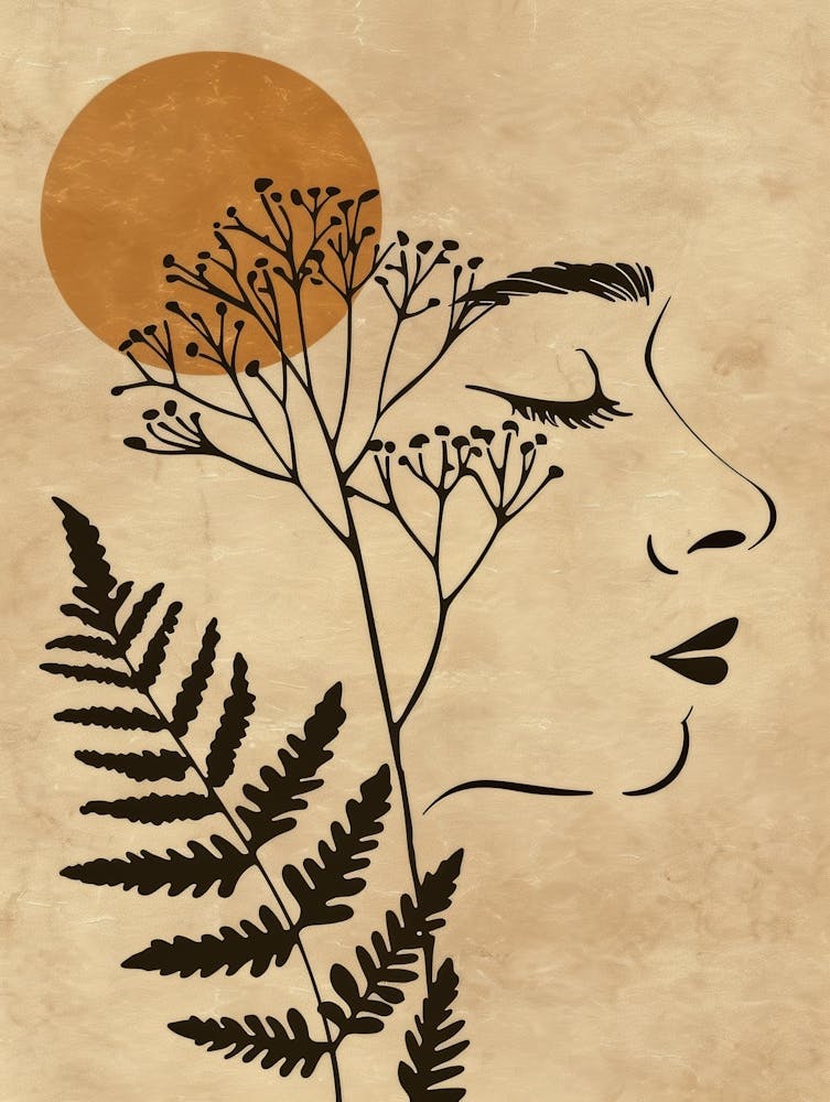 Portrait Of A Woman With Ferns