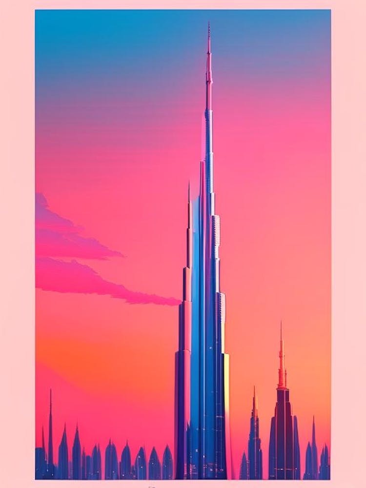 Burj Khalifa Coucher de Soleil Paysage Rêveur