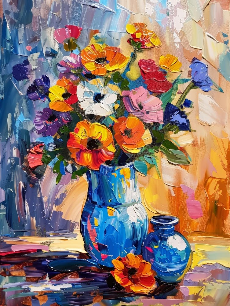 Flowers In A Blue Vase