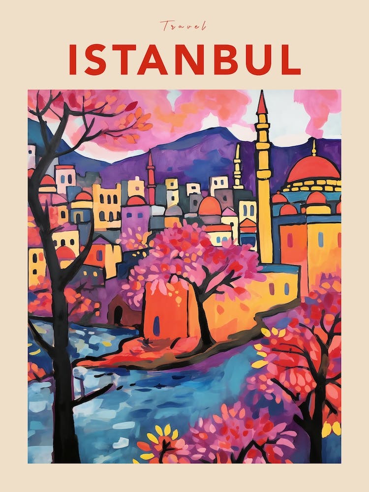 Istanbul Turkey 3 Fauvist Travel Poster