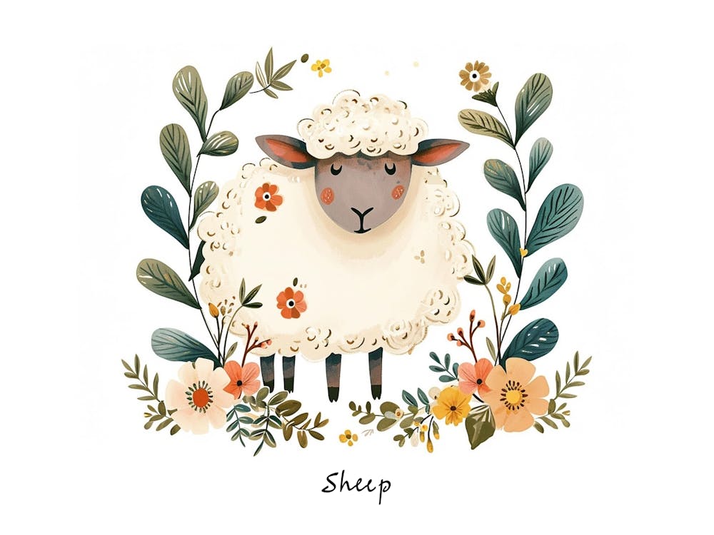 Little Floral Sheep 4 Poster