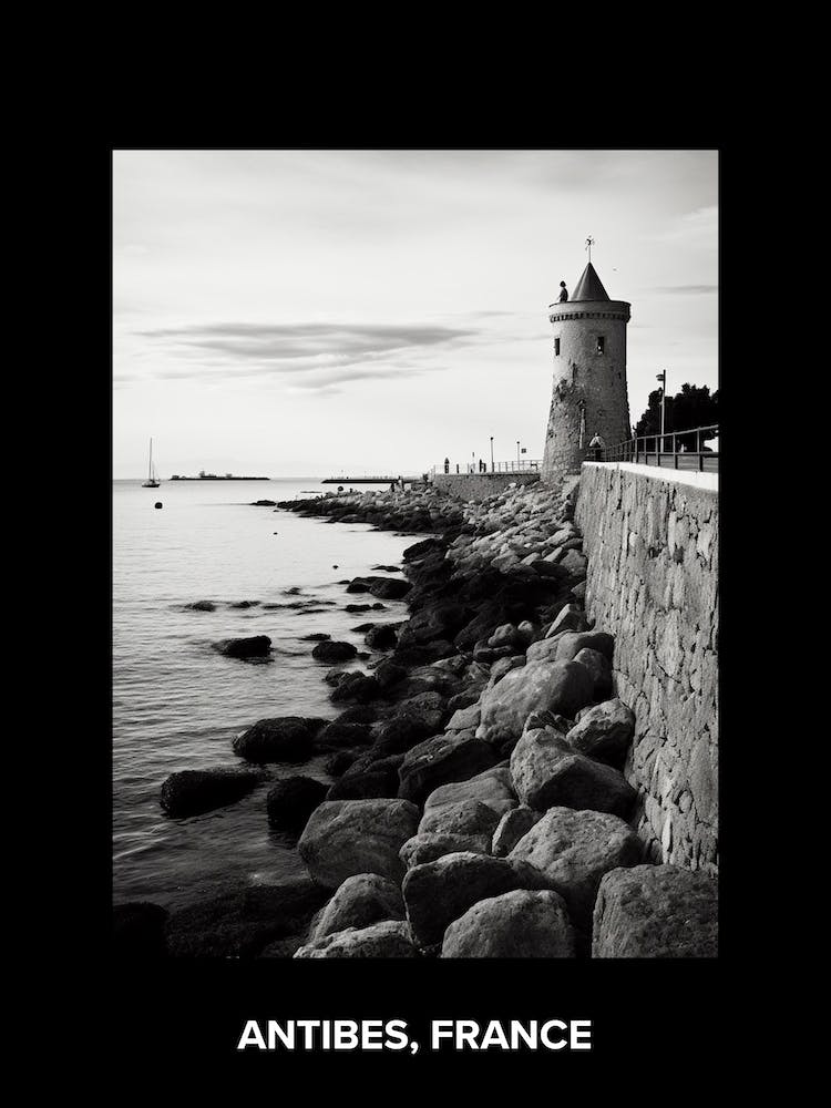 Poster Of Antibes, France, Mediterranean Black And White Photography Analogue 3