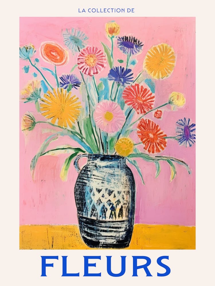 French Flower Poster Scabiosa