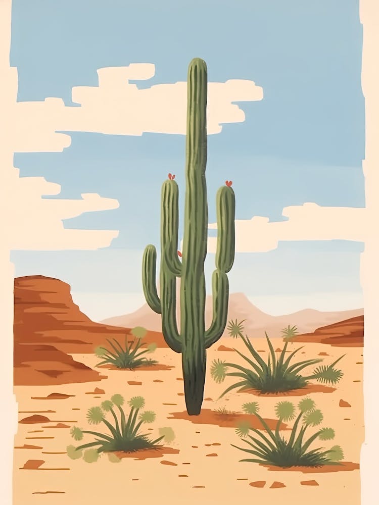 Desert Cactus Landscape Illustration 2