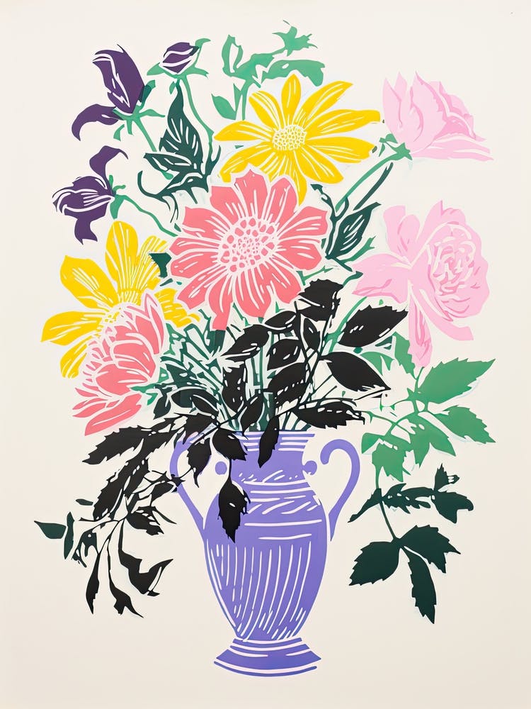 Colourful Flower Still Life Risograph Style 26