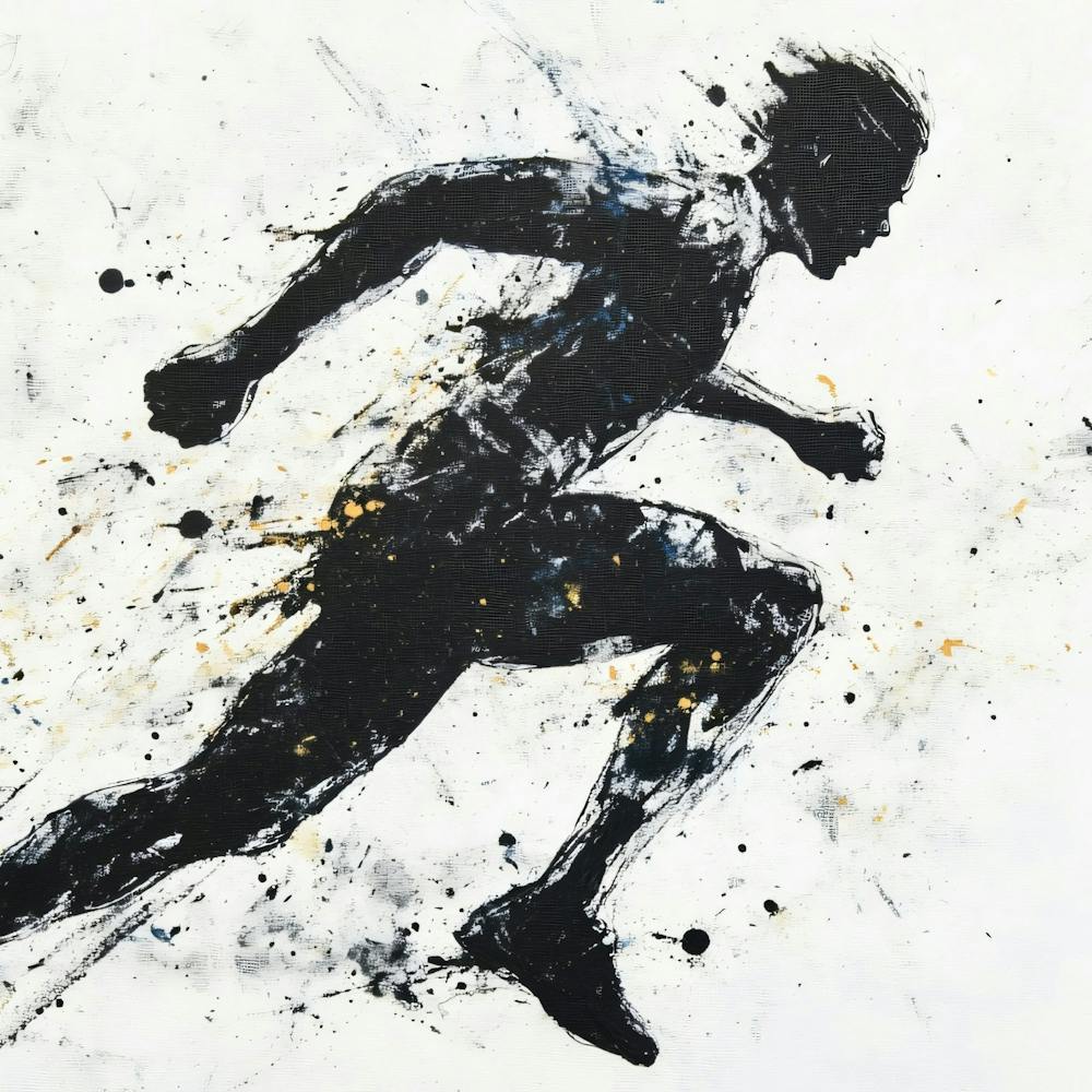 Running Man Watercolor Illustration