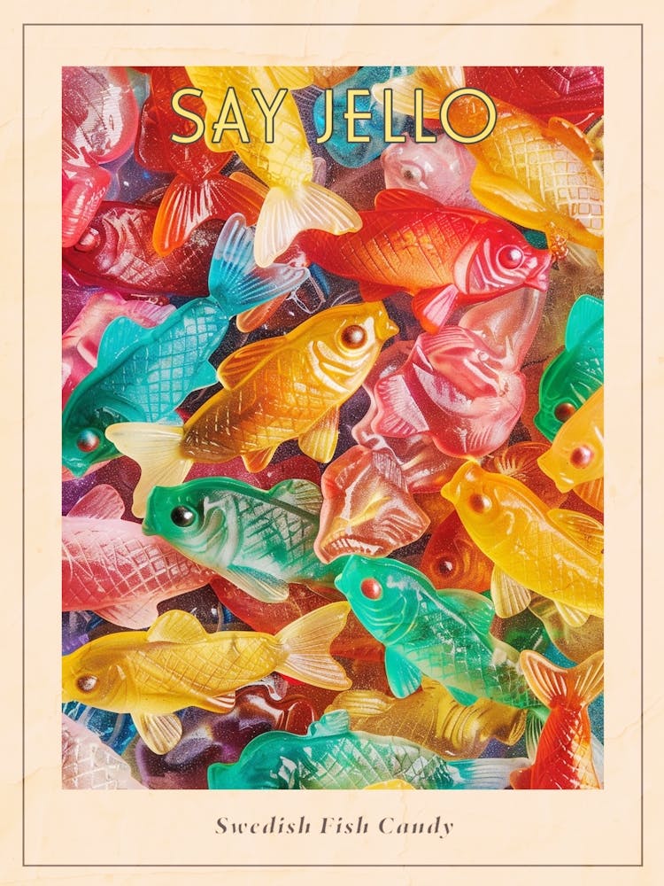 Swedish Fish Candy Sweets Retro Collage 2 Poster