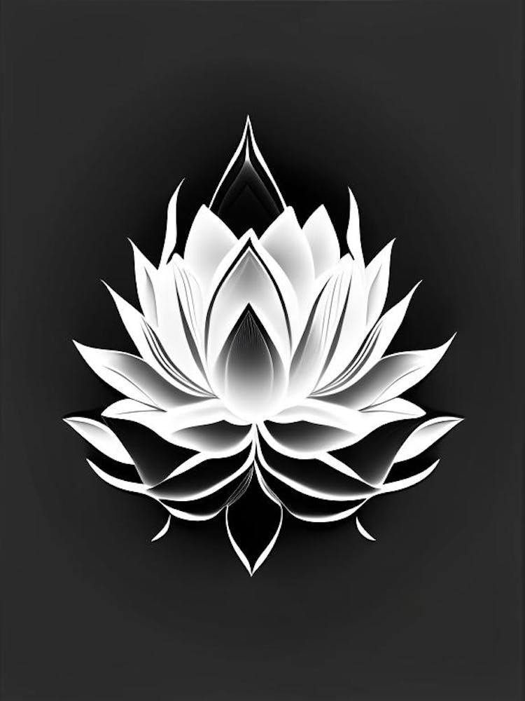 Sacred Lotus Black And White Geometric 4