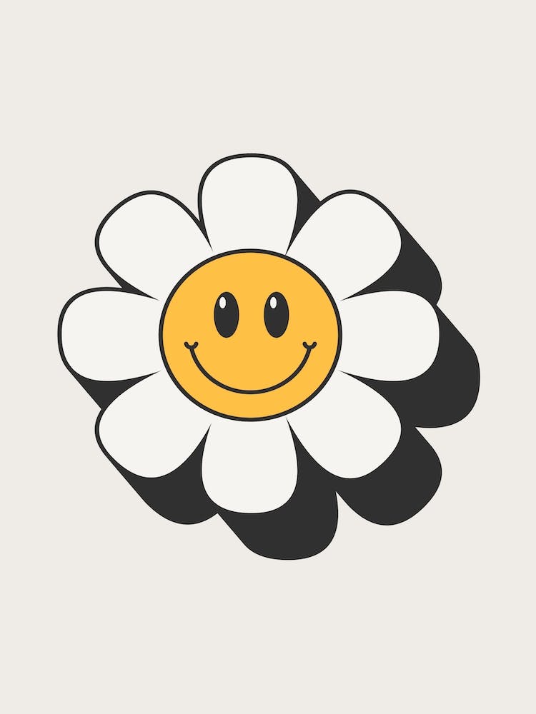 Retro Smiley Flower