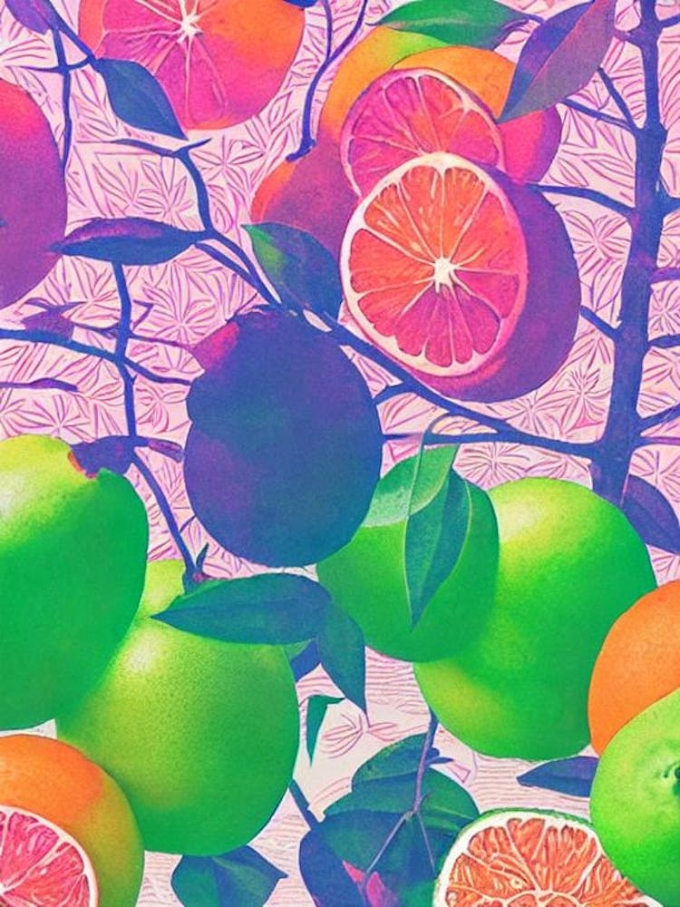 Orange Risograph Retro Poster Fruit