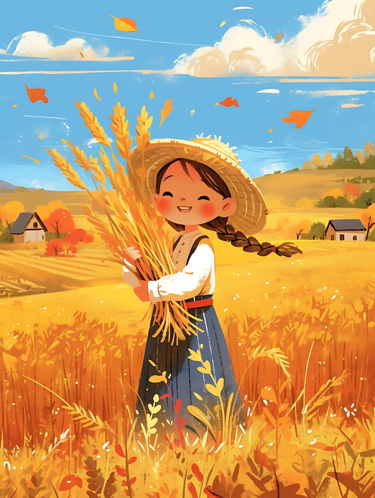 Cute Little Girl In A Wheat Field 10