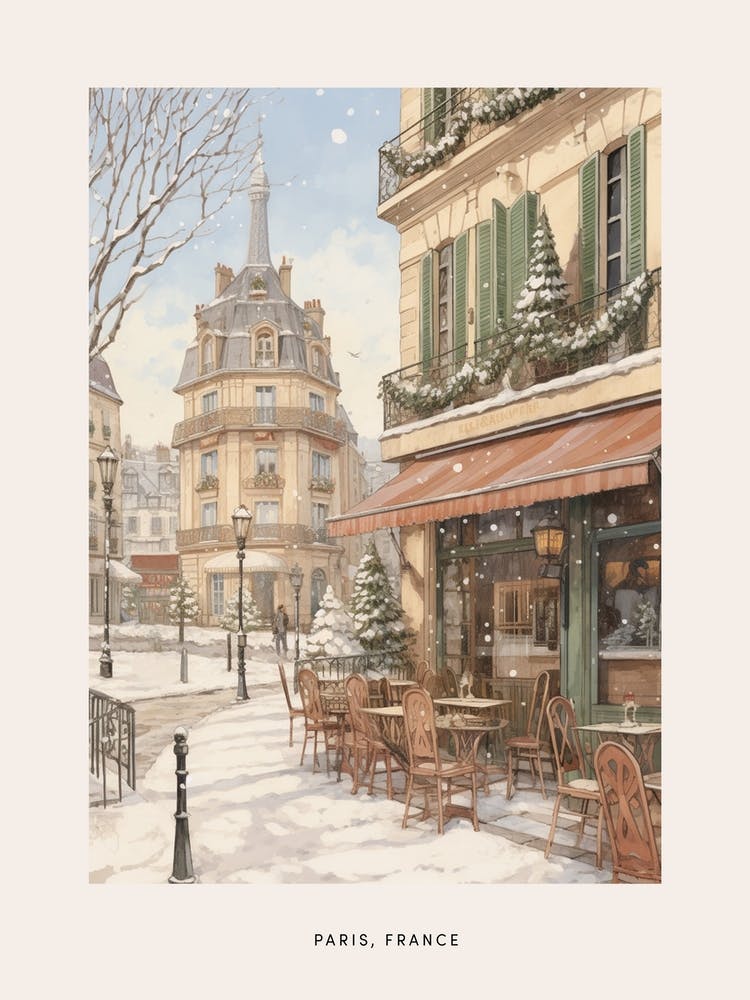 Vintage Winter Poster Paris France 3