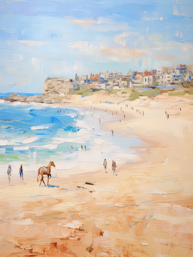 Horse Painting In Bondi Beach Post Impressionism Style 1