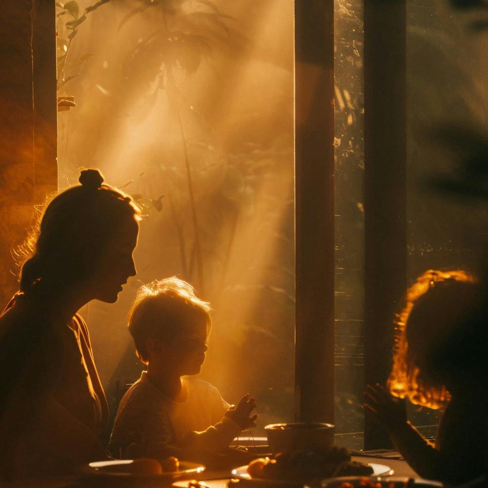 Mother And Child At The Table