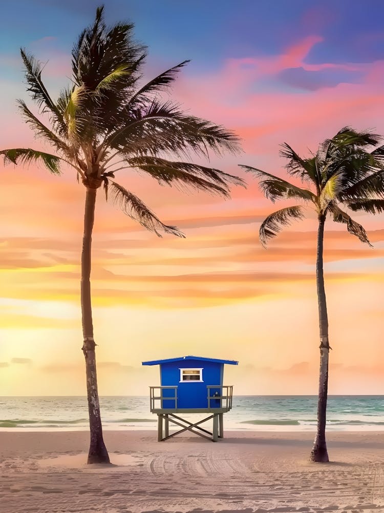 Lifeguard Tower At Sunset